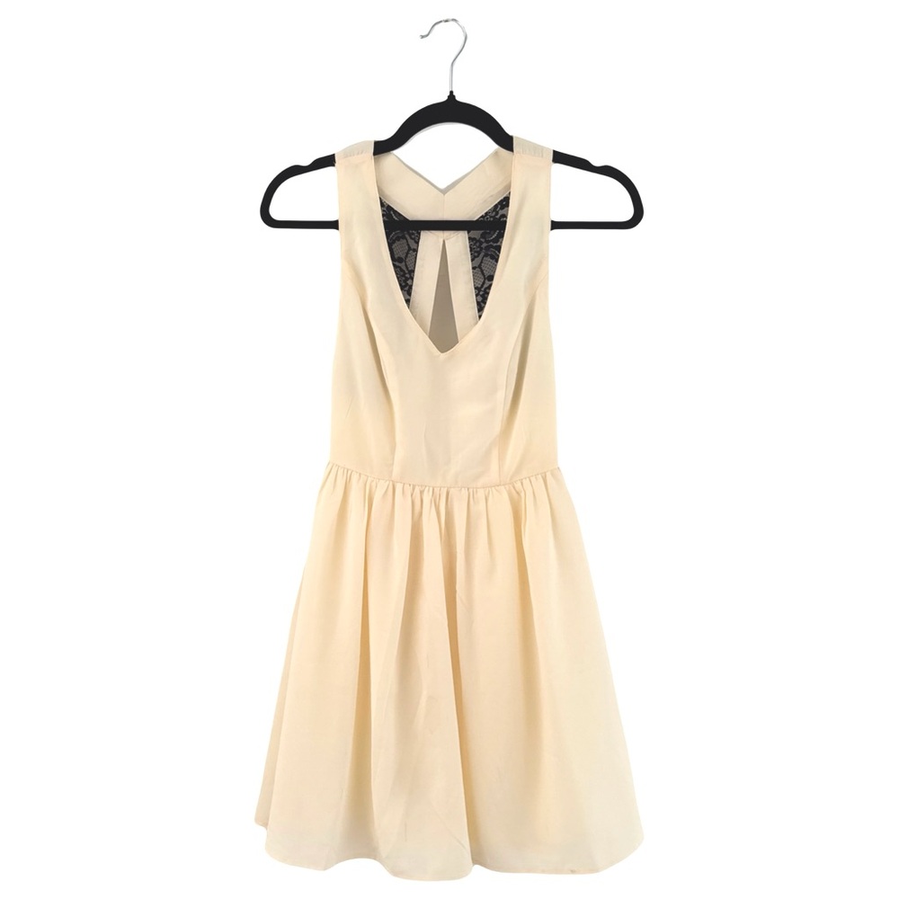 Cream Tobi Mini Dress w/ Black Lace Detailing